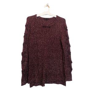 Rock & Republic Women’s Medium Pullover Maroon and White Speckled Sweater